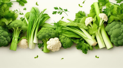 Green vegetables with text space celery parsnip green,  HD, Generative Ai