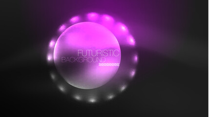 Circles with bright neon shiny light effects, abstract background wallpaper design