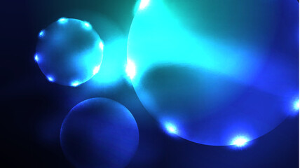 Circles with bright neon shiny light effects, abstract background wallpaper design