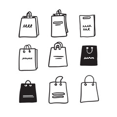 Doodle Shopping bag icon handdrawn sketch cartoon style