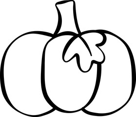 Cute Halloween simple pumpkin Doodle Elements Hand drawing.