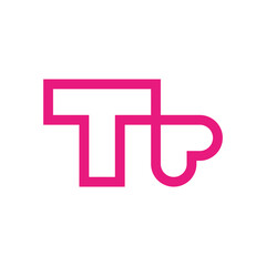 Letter T heart minimal logo design