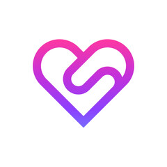 Letter S heart modern abstract logo