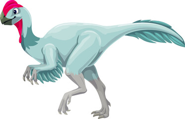 Obraz na płótnie Canvas Elmisaurus dinosaur cartoon character. Prehistoric lizard, extinct reptile or Jurassic era animal, Elmisaurus comical vector personage. Paleontology dinosaur happy character or cheerful mascot