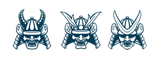 samurai head helmet artwork