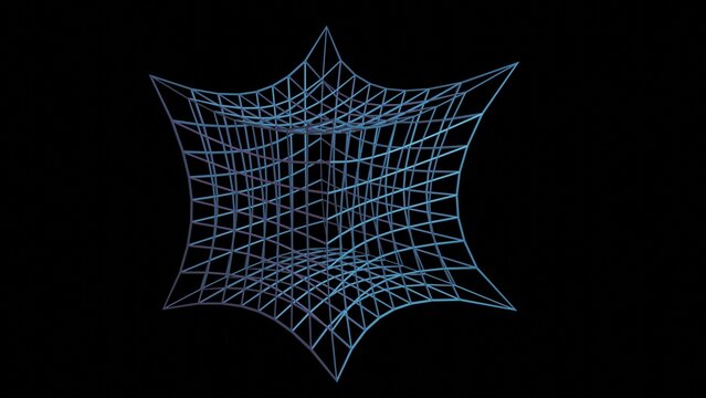 Compactification of extra dimensions. Wireframe cube imploding into a singularity. Space-time shrinking into single point. Gravity causing implosion of space, time, universe. 3d render illustration