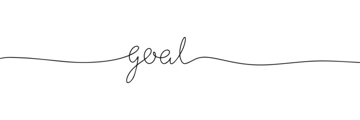 One line continuous word goal. Line art calligraphy, handwriting vector illustration.