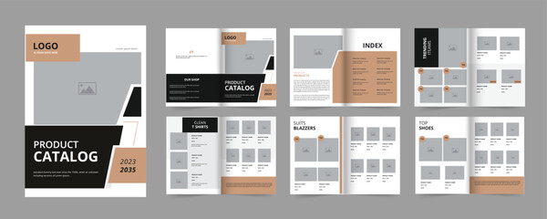 modern professional brown product catalogue design template