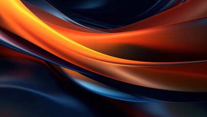 Blue and orange abstract fluid effect holographic neon curved wave in motion colorful background 3d render. Gradient design element for backgrounds, banners, wallpapers, posters and covers.