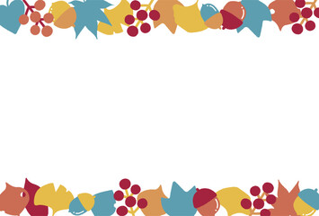 カラフルでかわいい秋の素材のフレームイラスト