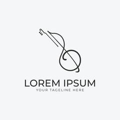 Instrument jazz logo, violin line art icon simple design, music logo design. © Nurohmansidiq