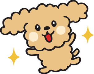 ゆるい手描きのトイプードル　感激バンザイポーズ