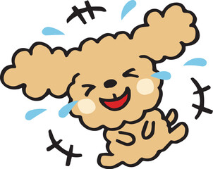 ゆるい手描きのトイプードル　爆笑ポーズ