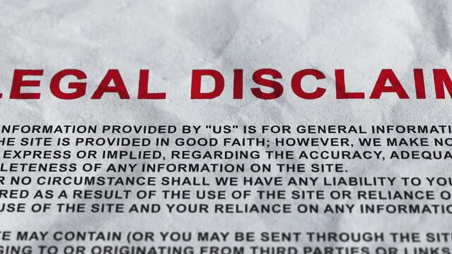 Legal disclaimer document, limiting liability for content accuracy