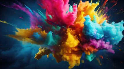 Colour bombs explode bright background,  HD, Generative Ai