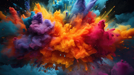Colour bombs explode bright background,  HD, Generative Ai