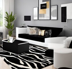 living room with a couch, a television and wall and lamp and table and charis and plant