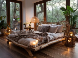 Classic Vietnamese Bedroom with Bamboo Bed
