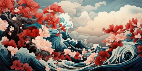 Close-Up of Japanese Kimono Pattern Wallpaper