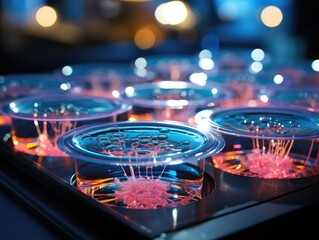 Fototapeta na wymiar Sterile Lab Environment with Petri Dishes