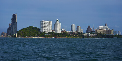 Pattaya skyline from the sea, Thailand