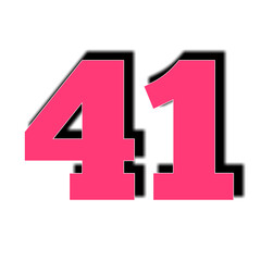 number 41 forty one in pink color sign symbol numbers for design elements isolated on transparent background
