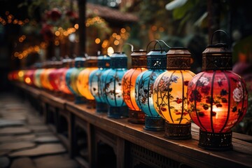 Vietnamese Silk Lanterns Ceiling Decoration