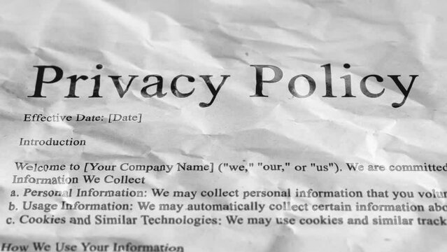 Privacy policy: User rights, data protection, informed consent, paper document