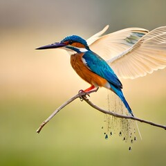 kingfisher on branch generated Ai