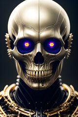 Generative AI Illustration of a Futuristic Phantasmagoria - Of a The Glowing Skull