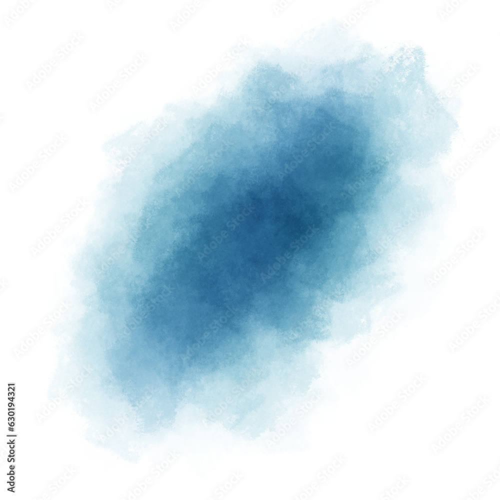 Poster Blue watercolor paint round shape with liquid fluid texture isolated on transparent background for design elements.