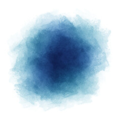 Blue watercolor paint round shape with liquid fluid texture isolated on transparent background for design elements.