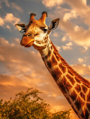 Giraffe in its Natural Habitat, Wildlife Photography, Generative AI