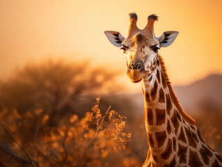 Giraffe in its Natural Habitat, Wildlife Photography, Generative AI