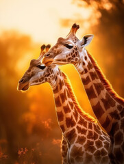 Naklejka premium Giraffe in its Natural Habitat, Wildlife Photography, Generative AI