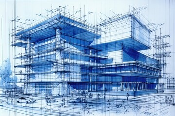 Architectural ink drawing design 