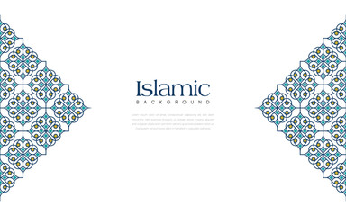 Islamic Decorative background in Arabic colorful. Simple geometric mosaic with colorful Islamic ornamental details.