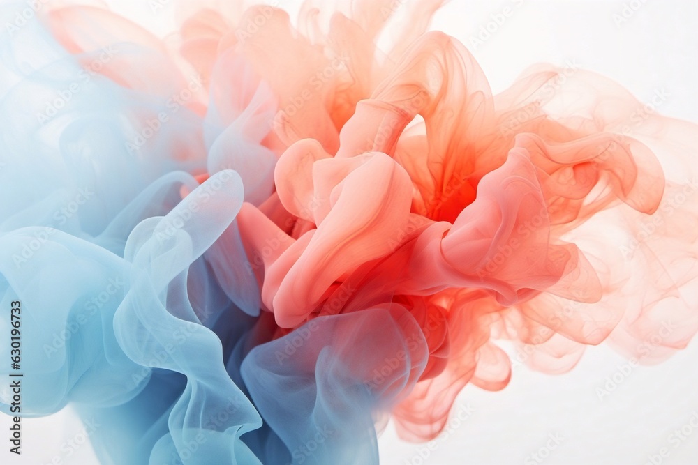 Poster generative ai : horizontal soft coral color and light blue wave on a white background. design elemen