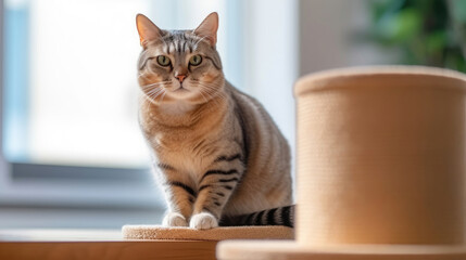 Photograph of a cat playing happily with one paw, Generative Ai