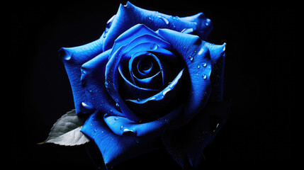 Picture of an open blue rose top view, Generative Ai