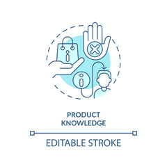Product knowledge soft blue concept icon. Accurate information. Customer service. Sales rep. Retail salesperson. Round shape line illustration. Abstract idea. Graphic design. Easy to use