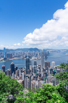 Panorama of skyline of Victoria Harbour in Hong Kong city