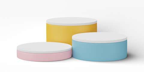 3D, cylinder podium display scene of minimal geometric platform base isolated on transparent background png file