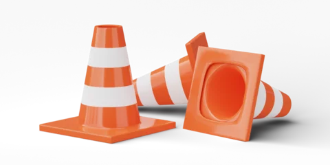 Foto auf Alu-Dibond 3D Traffic construction cone isolated on transparent background, png file. © 3D Icon