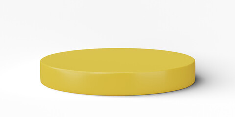 3D, Yellow cylinder podium display scene of minimal geometric platform base isolated on transparent background png file.