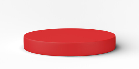 3D, red cylinder podium display scene of minimal geometric platform base isolated on transparent background png file.