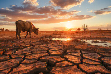 Drought in dry weather Generative AI - obrazy, fototapety, plakaty
