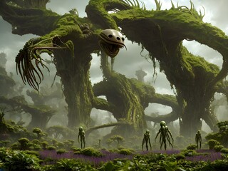 Alien Plant Life, Generative AI Illustration