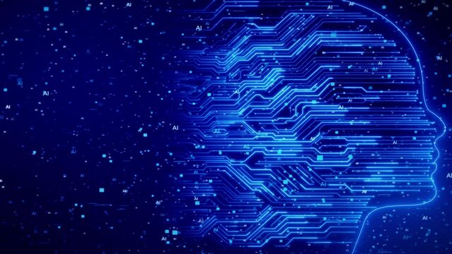 Futuristic human brain interface concept. Robotic system. Intellectual programming future human. Artificial intelligence AI Digital background. deep learning computer machine. big data cyber security