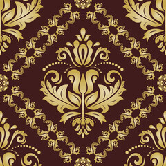 Orient classic pattern. Seamless abstract golden background with vintage elements. Orient golden background.